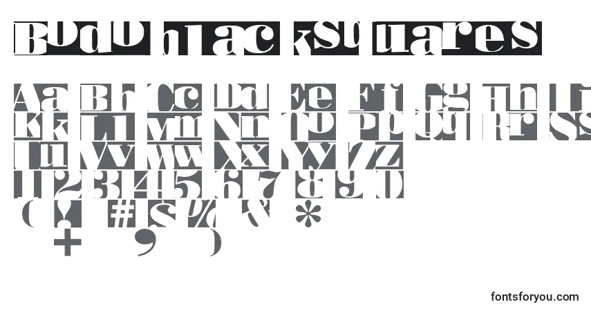 Czcionka Bodoblacksquares – alfabet, cyfry, specjalne znaki
