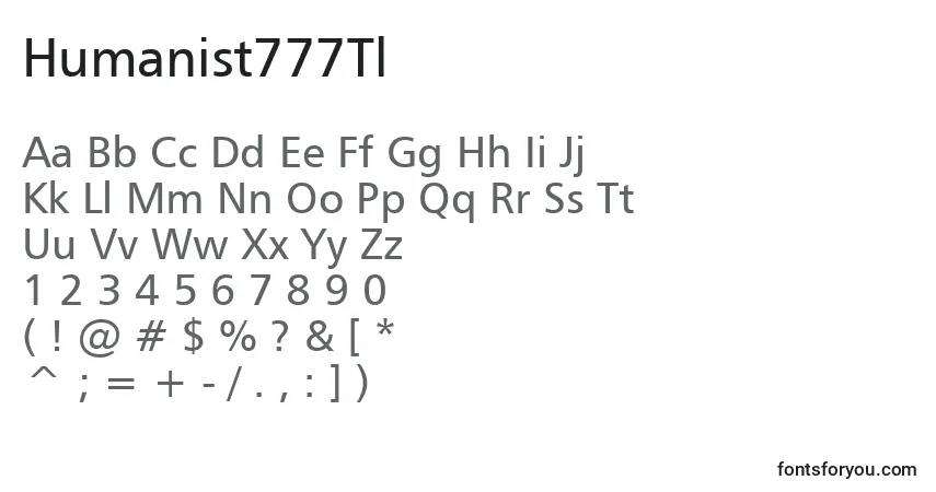 A fonte Humanist777Tl – alfabeto, números, caracteres especiais