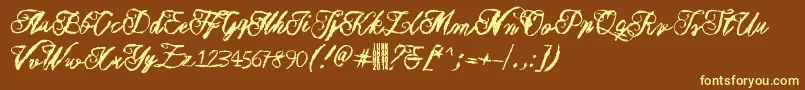 Muurahaiskarhu-Schriftart – Gelbe Schriften auf braunem Hintergrund