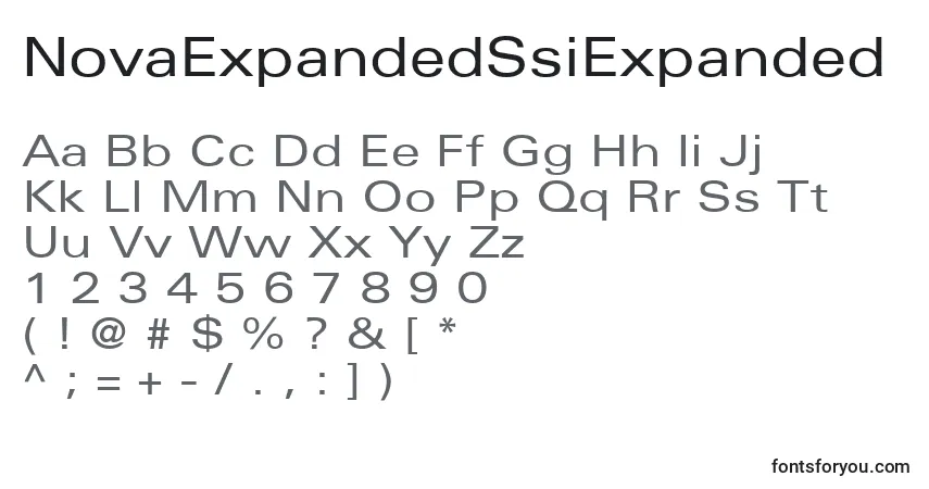 Czcionka NovaExpandedSsiExpanded – alfabet, cyfry, specjalne znaki