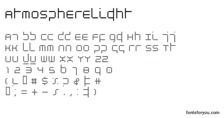 Schriftart AtmosphereLight – Alphabet, Zahlen, spezielle Symbole
