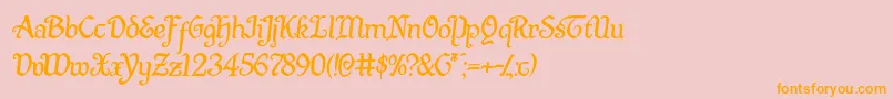 Quillswordsemital-Schriftart – Orangefarbene Schriften auf rosa Hintergrund