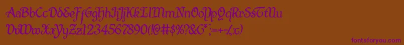 Quillswordsemital-fontti – violetit fontit ruskealla taustalla