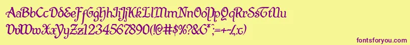 Quillswordsemital Font – Purple Fonts on Yellow Background