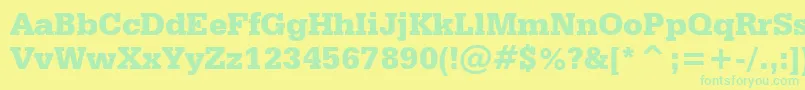 SerifaBlackBt-Schriftart – Grüne Schriften auf gelbem Hintergrund