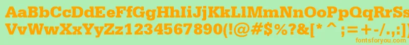 SerifaBlackBt-Schriftart – Orangefarbene Schriften auf grünem Hintergrund