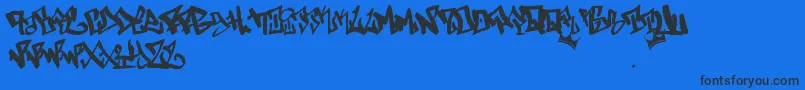 Bway-Schriftart – Schwarze Schriften auf blauem Hintergrund