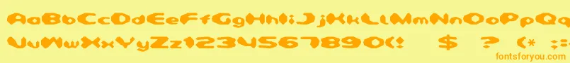 フォントDetonator – オレンジの文字が黄色の背景にあります。