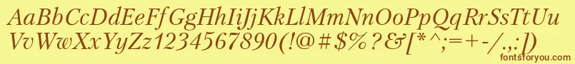 PetersburgcItalic Font – Brown Fonts on Yellow Background