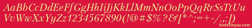 PetersburgcItalic Font – Yellow Fonts on Red Background