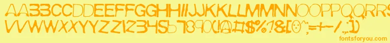 フォントMeirrg – オレンジの文字が黄色の背景にあります。