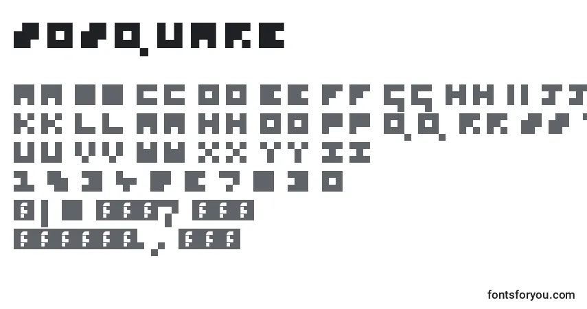 Czcionka SoSquare – alfabet, cyfry, specjalne znaki