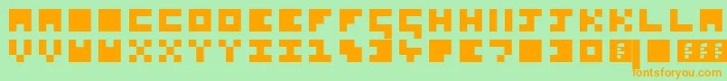 フォントSoSquare – オレンジの文字が緑の背景にあります。