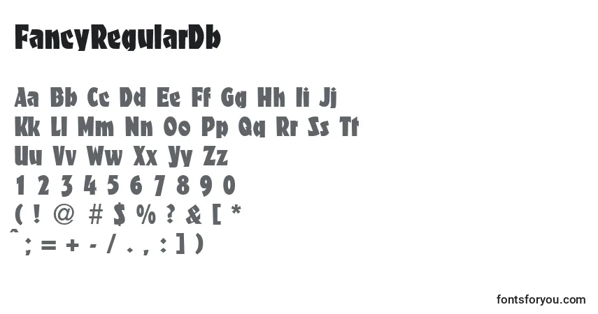A fonte FancyRegularDb – alfabeto, números, caracteres especiais
