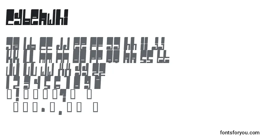 Schriftart Cyberwhi – Alphabet, Zahlen, spezielle Symbole
