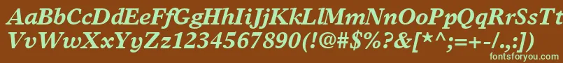 GrecoEuropaSsiBoldItalic-fontti – vihreät fontit ruskealla taustalla