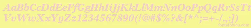 Czcionka GrecoEuropaSsiBoldItalic – różowe czcionki na żółtym tle