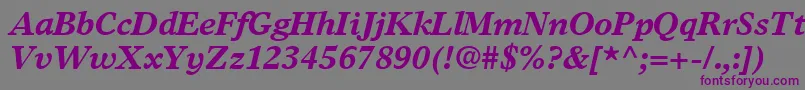 Czcionka GrecoEuropaSsiBoldItalic – fioletowe czcionki na szarym tle