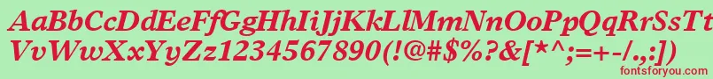 GrecoEuropaSsiBoldItalic-Schriftart – Rote Schriften auf grünem Hintergrund