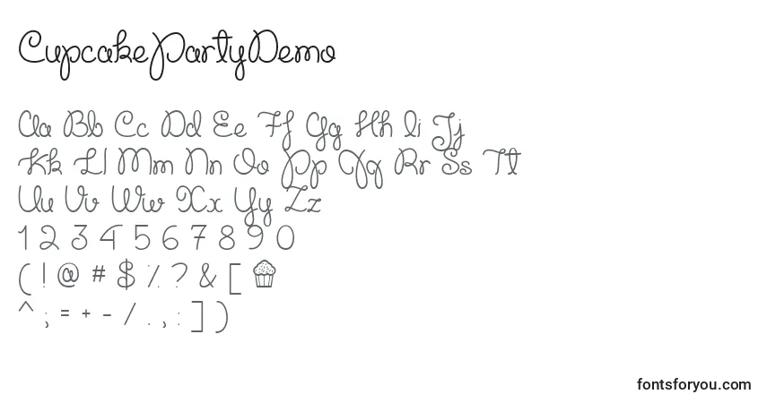 CupcakePartyDemo Font – alphabet, numbers, special characters