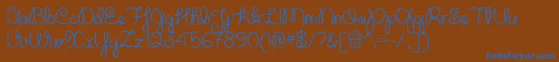 CupcakePartyDemo-Schriftart – Blaue Schriften auf braunem Hintergrund