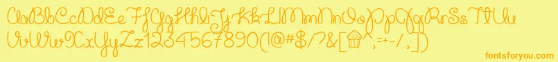 CupcakePartyDemo-Schriftart – Orangefarbene Schriften auf gelbem Hintergrund
