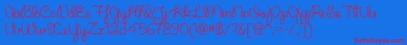 CupcakePartyDemo-Schriftart – Rote Schriften auf blauem Hintergrund