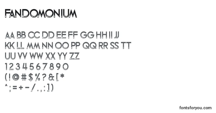 Czcionka Fandomonium – alfabet, cyfry, specjalne znaki