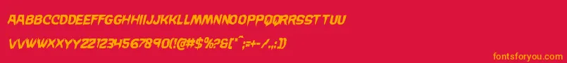 Wickermancondital-Schriftart – Orangefarbene Schriften auf rotem Hintergrund