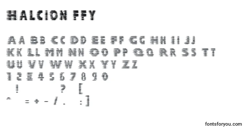 Halcion ffy-fontti – aakkoset, numerot, erikoismerkit