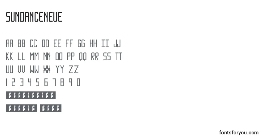 A fonte SundanceNeue – alfabeto, números, caracteres especiais
