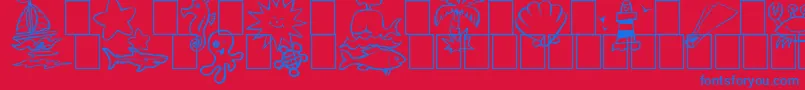 SeasideThings-fontti – siniset fontit punaisella taustalla