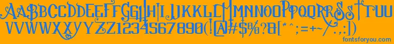 フォントSuckerFont2013JuanCasco – オレンジの背景に青い文字