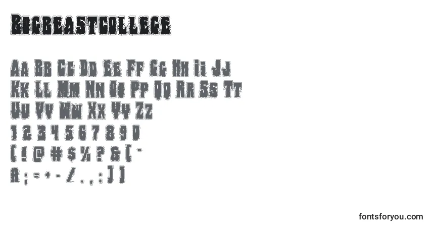 A fonte Bogbeastcollege – alfabeto, números, caracteres especiais