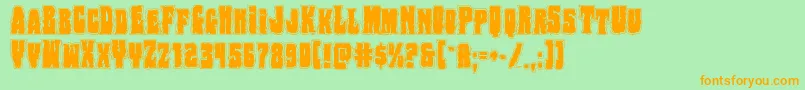 Bogbeastcollege-Schriftart – Orangefarbene Schriften auf grünem Hintergrund