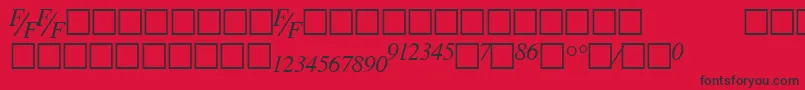 フォントTmsfeItalic – 赤い背景に黒い文字