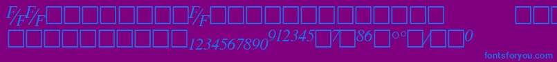 フォントTmsfeItalic – 紫色の背景に青い文字