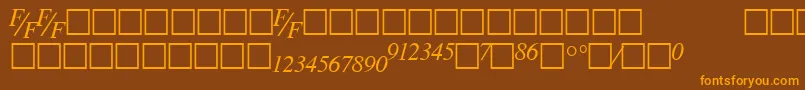 TmsfeItalic-Schriftart – Orangefarbene Schriften auf braunem Hintergrund