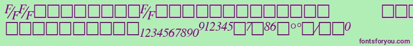 TmsfeItalicフォントについての詳細 フォントTmsfeItalic – 緑の背景に紫のフォント