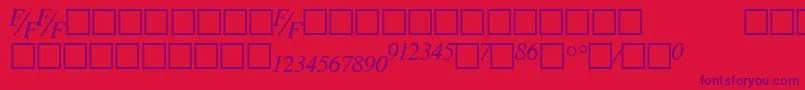 フォントTmsfeItalic – 赤い背景に紫のフォント