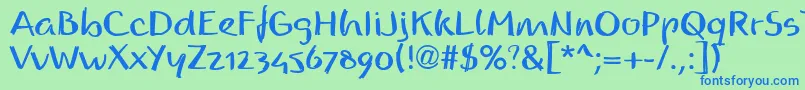 ReadmyhandllBold Font – Blue Fonts on Green Background