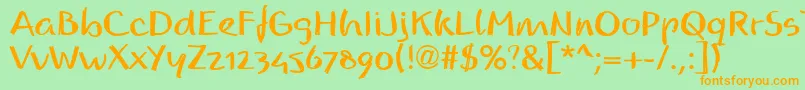 ReadmyhandllBold Font – Orange Fonts on Green Background