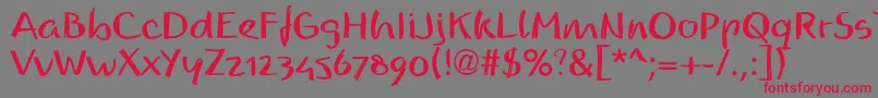 フォントReadmyhandllBold – 赤い文字の灰色の背景