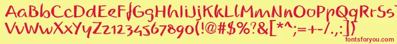ReadmyhandllBold-Schriftart – Rote Schriften auf gelbem Hintergrund