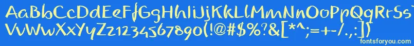 フォントReadmyhandllBold – 黄色の文字、青い背景
