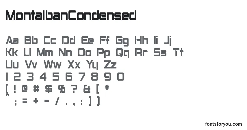Czcionka MontalbanCondensed – alfabet, cyfry, specjalne znaki