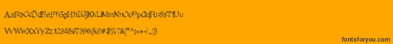 Weitere Informationen zur Skunkmonkeyrough-Schriftart Skunkmonkeyrough-Schriftart – Schwarze Schriften auf orangefarbenem Hintergrund