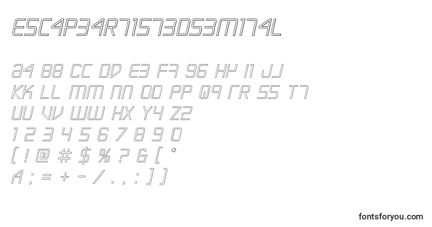 Schriftart Escapeartist3Dsemital – Alphabet, Zahlen, spezielle Symbole
