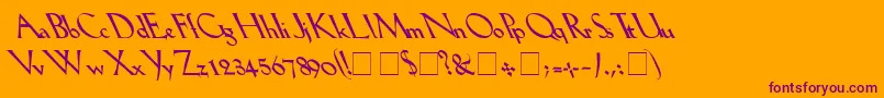 Lilhvyleftie-fontti – violetit fontit oranssilla taustalla