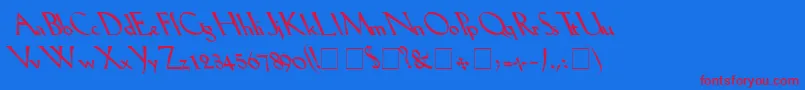 フォントLilhvyleftie – 赤い文字の青い背景